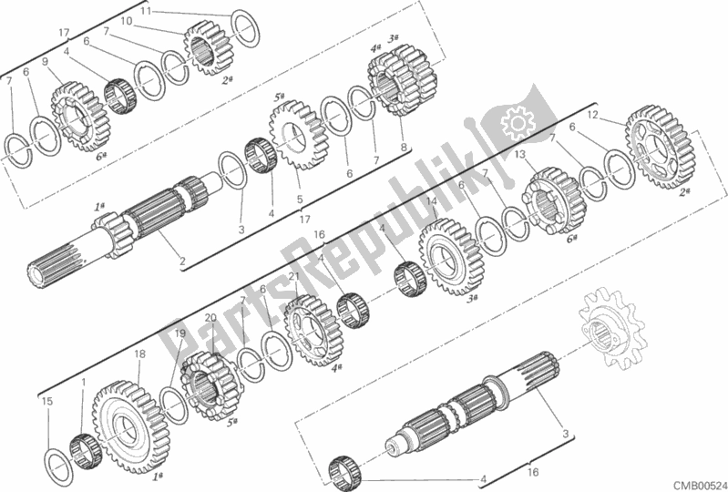 All parts for the Gear Box of the Ducati Scrambler Desert Sled Thailand USA 803 2020